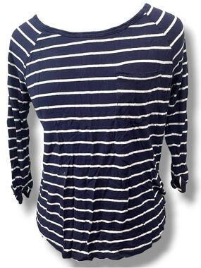 H&M Navy and White Striped Long Sleeve Top